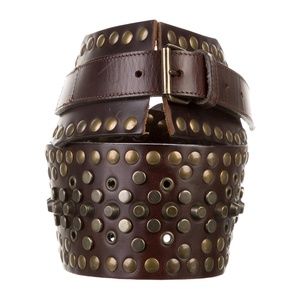 Dolce & Gabbana Vintage Brown Wide Rivet Belt